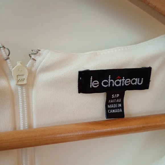 le chateau White Pleated Bodycon Sheath Midi Dress (S) - Picture 4 of 8